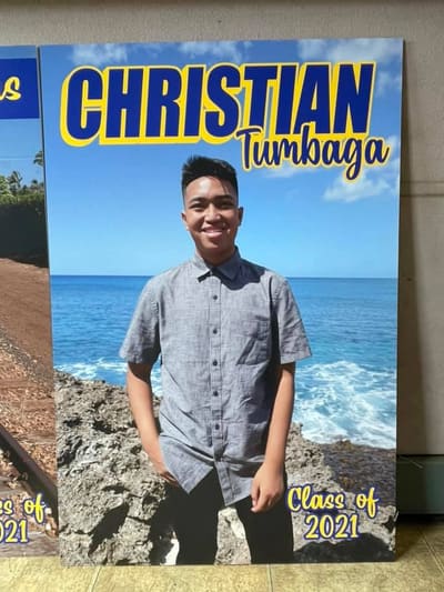Full-color graduation photo sign printed on rigid board